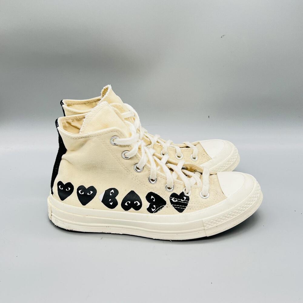 Converse Shoes Womens 8 Mens 6 Beige Chuck Taylor All Star CdG PLAY Sneakers